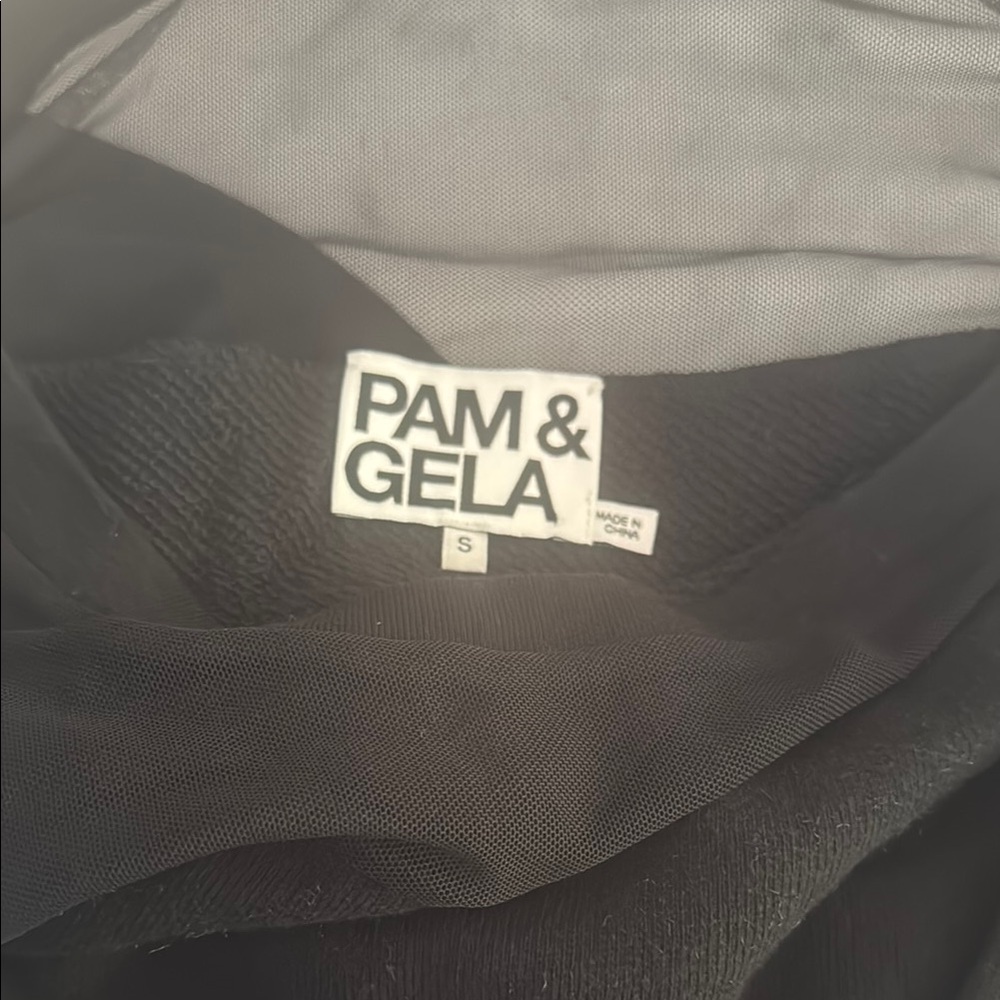 Pam & Gela Black Sheer Panel Sweatshirt - Picture 5 of 5